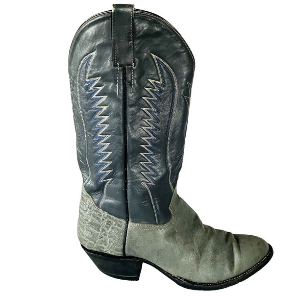 RARE Cowtown Vtg Cowboy Boots Elephant Print Exotic Leather Gray 10 Mens Mexico